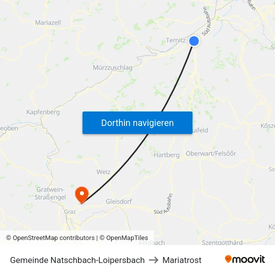 Gemeinde Natschbach-Loipersbach to Mariatrost map