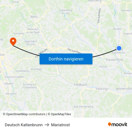 Deutsch Kaltenbrunn to Mariatrost map