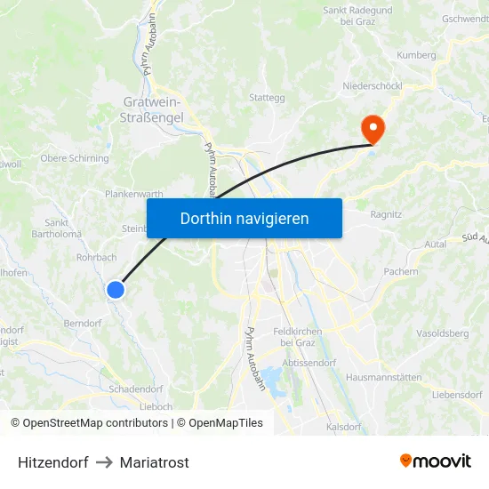 Hitzendorf to Mariatrost map