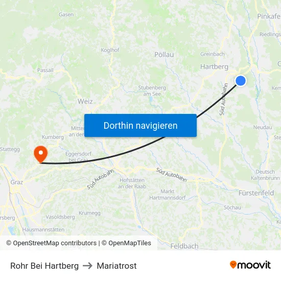 Rohr Bei Hartberg to Mariatrost map