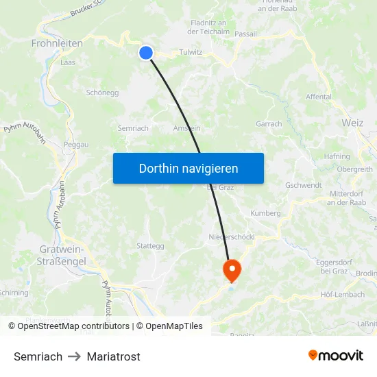 Semriach to Mariatrost map