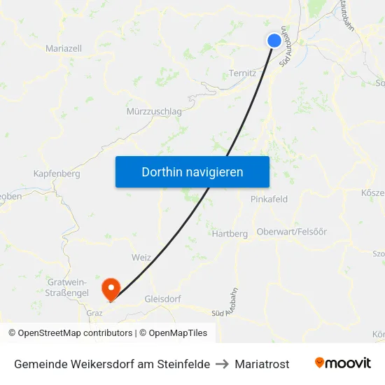 Gemeinde Weikersdorf am Steinfelde to Mariatrost map