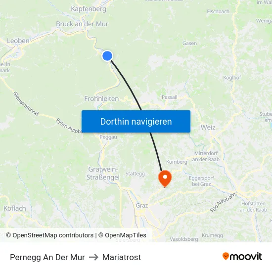 Pernegg An Der Mur to Mariatrost map