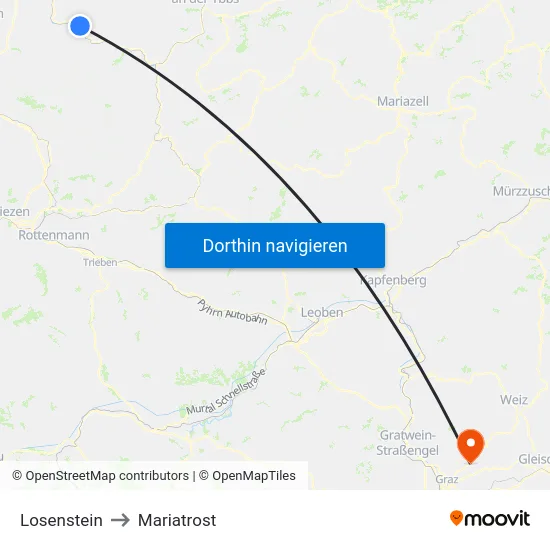 Losenstein to Mariatrost map