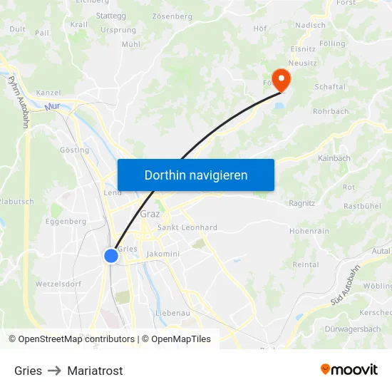 Gries to Mariatrost map
