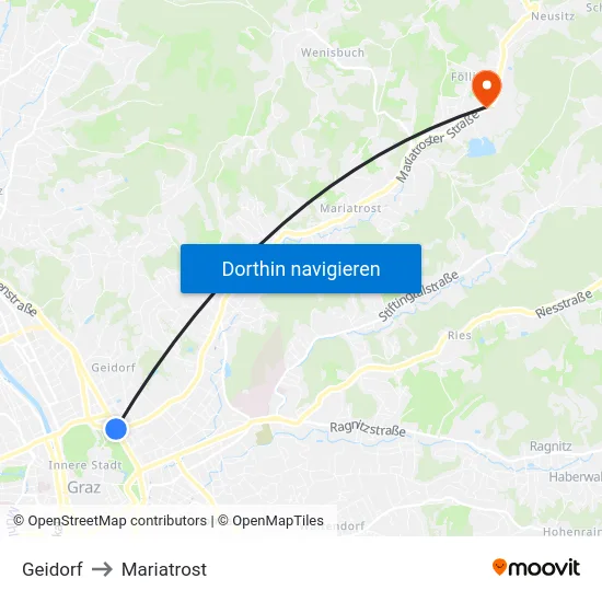Geidorf to Mariatrost map