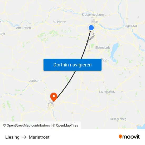 Liesing to Mariatrost map