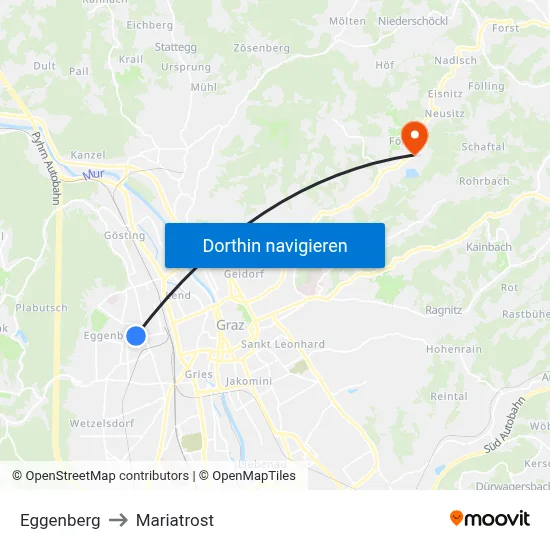 Eggenberg to Mariatrost map