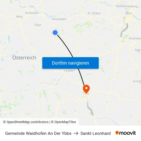 Gemeinde Waidhofen An Der Ybbs to Sankt Leonhard map