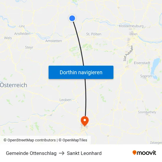 Gemeinde Ottenschlag to Sankt Leonhard map