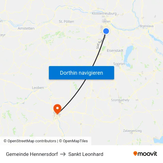Gemeinde Hennersdorf to Sankt Leonhard map
