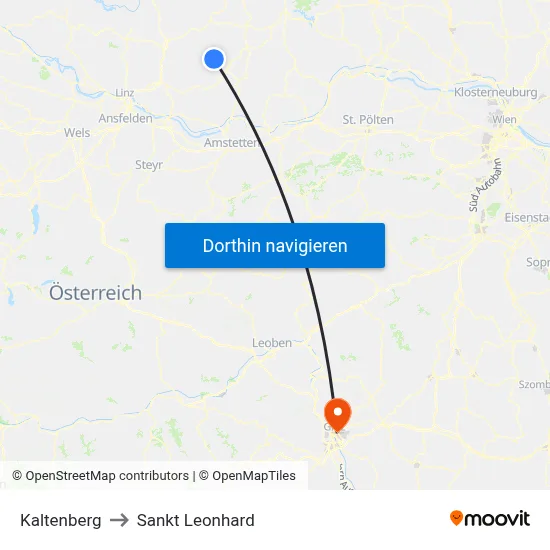 Kaltenberg to Sankt Leonhard map