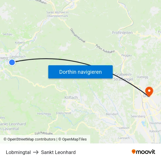 Lobmingtal to Sankt Leonhard map