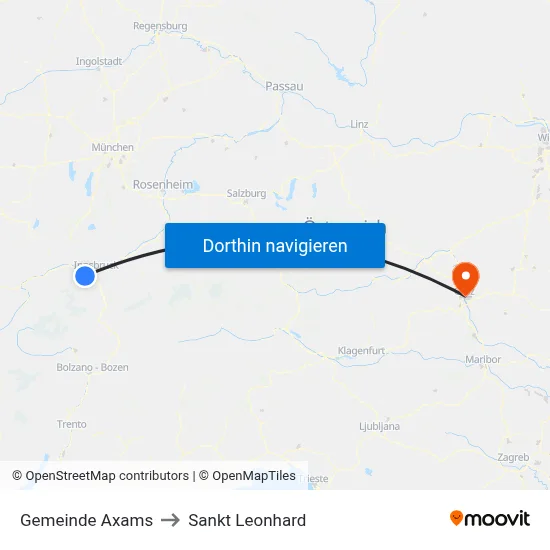 Gemeinde Axams to Sankt Leonhard map