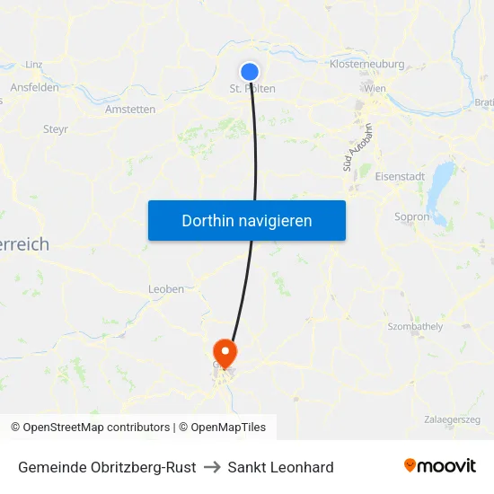 Gemeinde Obritzberg-Rust to Sankt Leonhard map