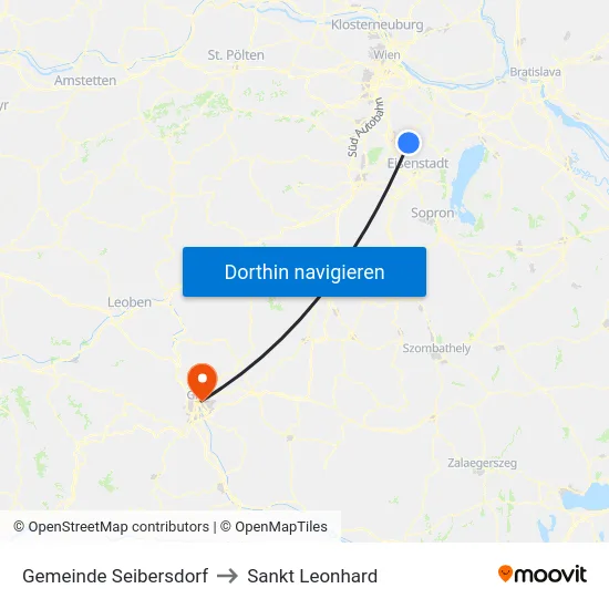 Gemeinde Seibersdorf to Sankt Leonhard map