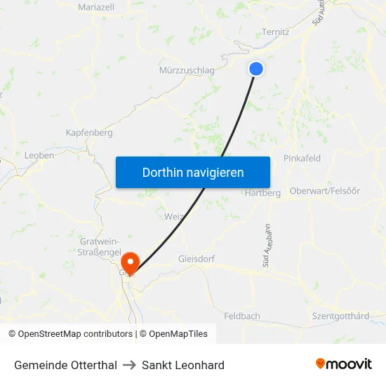 Gemeinde Otterthal to Sankt Leonhard map