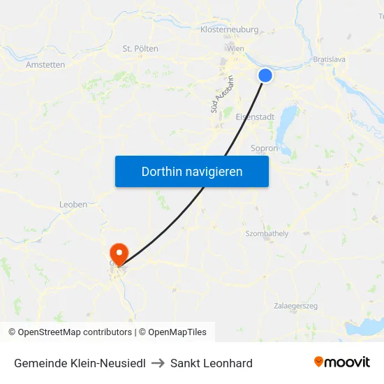 Gemeinde Klein-Neusiedl to Sankt Leonhard map
