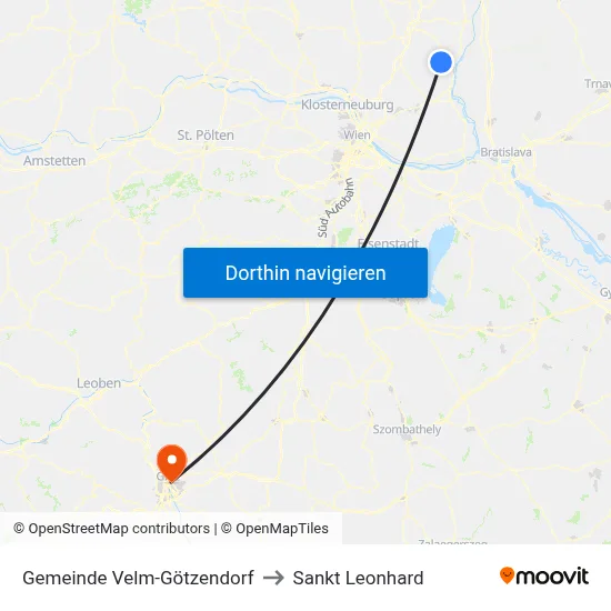 Gemeinde Velm-Götzendorf to Sankt Leonhard map
