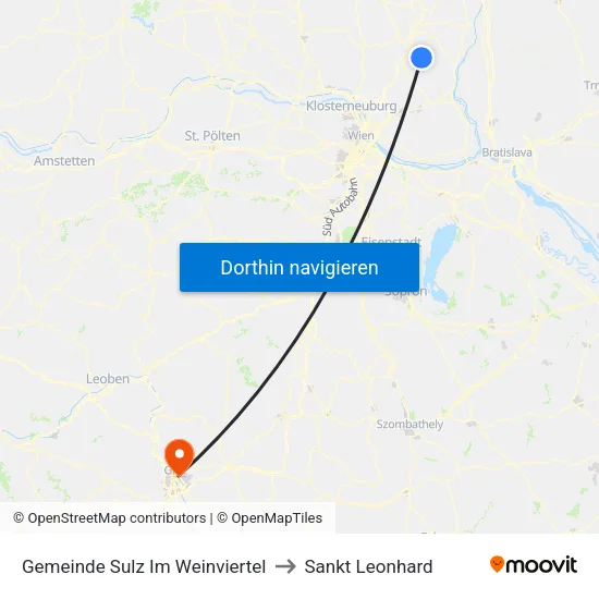Gemeinde Sulz Im Weinviertel to Sankt Leonhard map