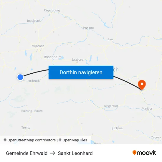 Gemeinde Ehrwald to Sankt Leonhard map