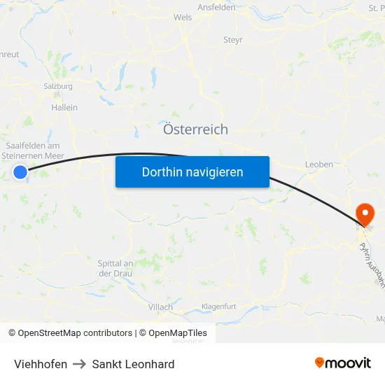 Viehhofen to Sankt Leonhard map