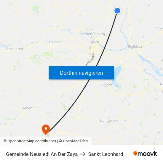 Gemeinde Neusiedl An Der Zaya to Sankt Leonhard map