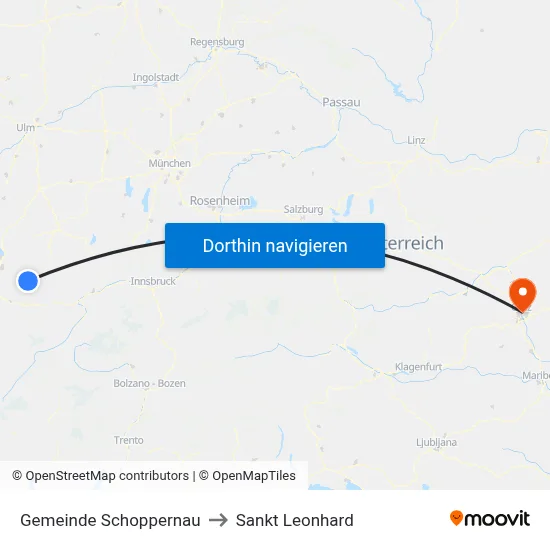 Gemeinde Schoppernau to Sankt Leonhard map