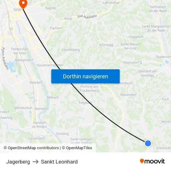 Jagerberg to Sankt Leonhard map