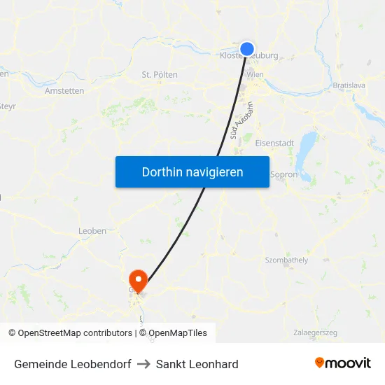 Gemeinde Leobendorf to Sankt Leonhard map