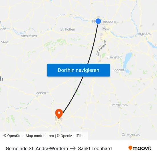 Gemeinde St. Andrä-Wördern to Sankt Leonhard map