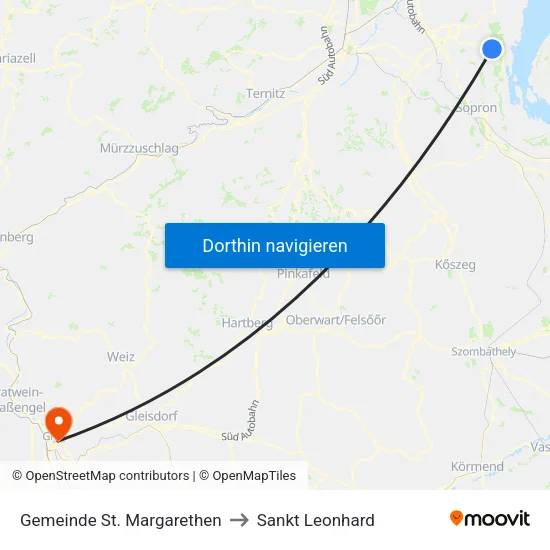 Gemeinde St. Margarethen to Sankt Leonhard map