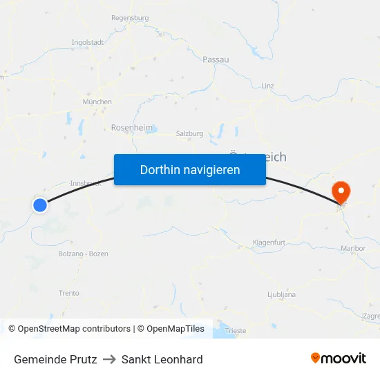 Gemeinde Prutz to Sankt Leonhard map