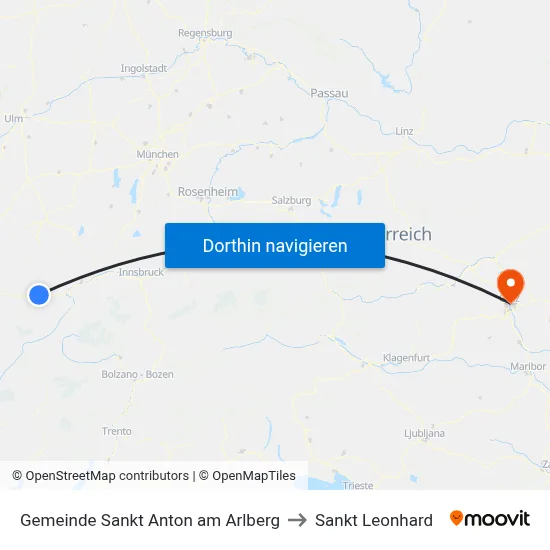 Gemeinde Sankt Anton am Arlberg to Sankt Leonhard map