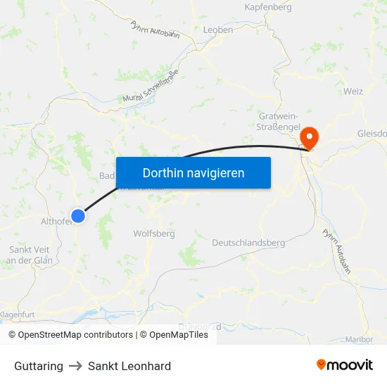 Guttaring to Sankt Leonhard map