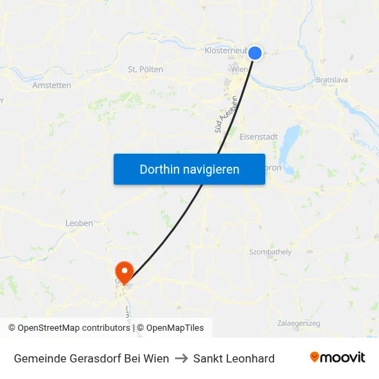 Gemeinde Gerasdorf Bei Wien to Sankt Leonhard map