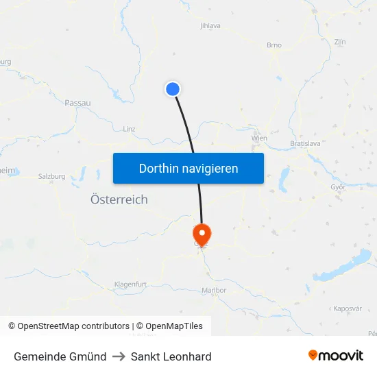 Gemeinde Gmünd to Sankt Leonhard map
