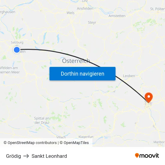 Grödig to Sankt Leonhard map