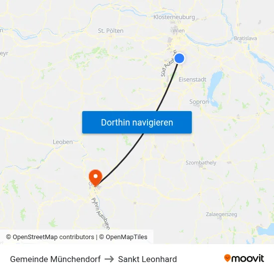 Gemeinde Münchendorf to Sankt Leonhard map