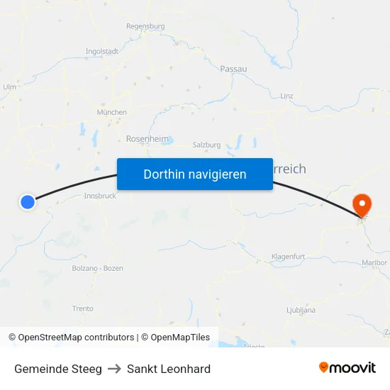 Gemeinde Steeg to Sankt Leonhard map