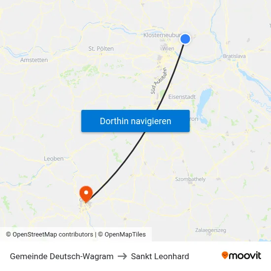 Gemeinde Deutsch-Wagram to Sankt Leonhard map