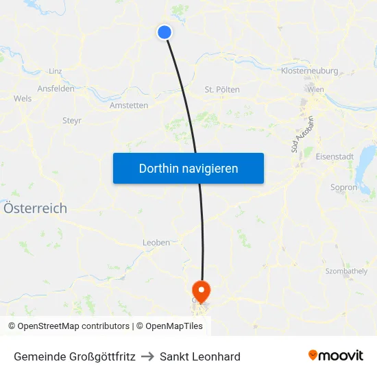 Gemeinde Großgöttfritz to Sankt Leonhard map