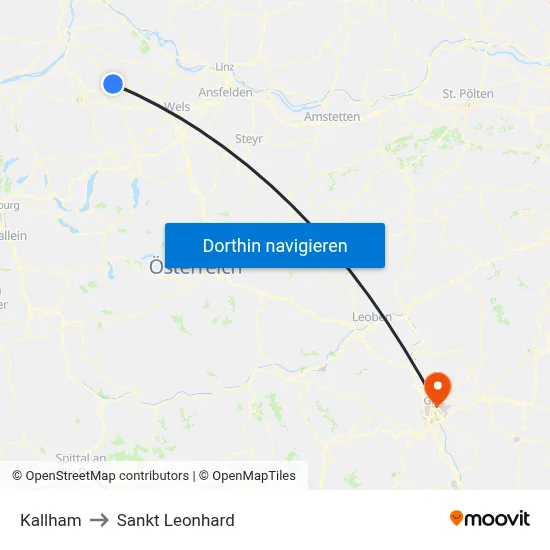 Kallham to Sankt Leonhard map