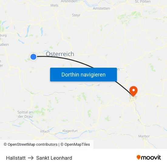 Hallstatt to Sankt Leonhard map