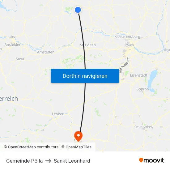 Gemeinde Pölla to Sankt Leonhard map