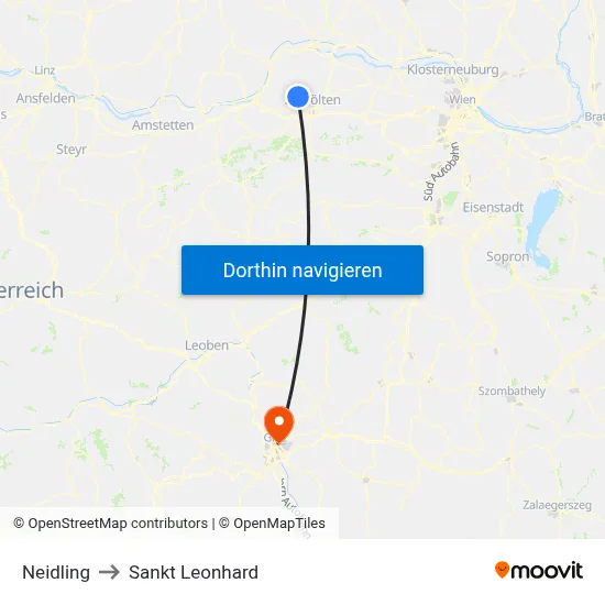 Neidling to Sankt Leonhard map