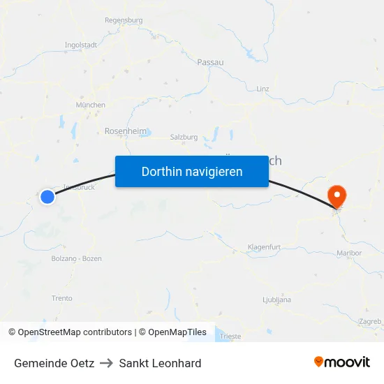 Gemeinde Oetz to Sankt Leonhard map