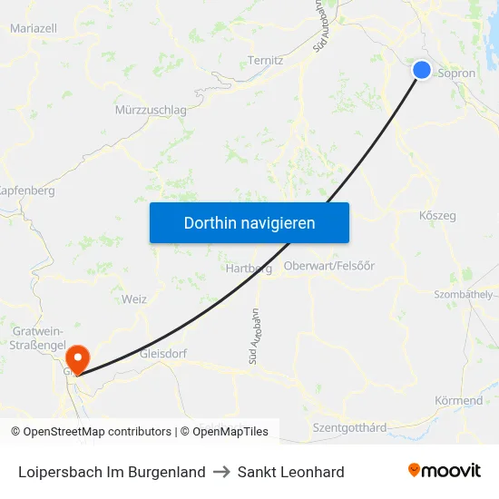 Loipersbach Im Burgenland to Sankt Leonhard map