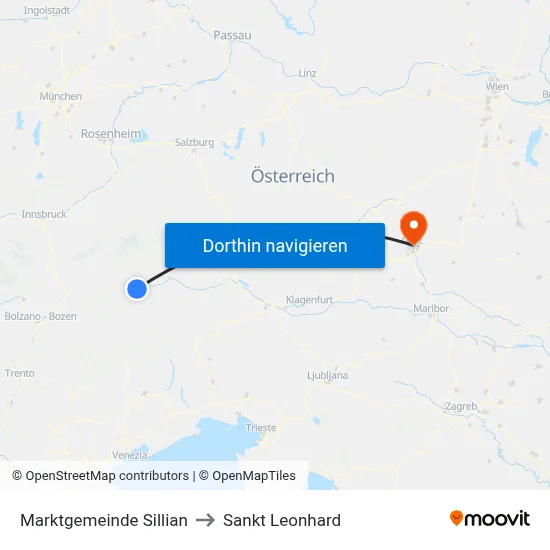 Marktgemeinde Sillian to Sankt Leonhard map