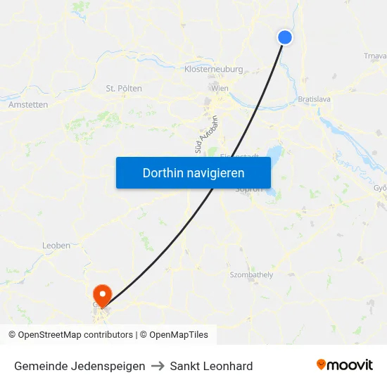 Gemeinde Jedenspeigen to Sankt Leonhard map